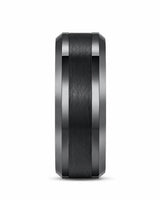8mm Black Brushed Beveled Tungsten Wedding Ring