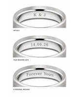 Wedding ring engraving ideas including initials, a wedding date and a personal message