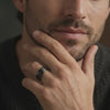 Black Titanium Wedding Band 6mm - Brushed Stepped Edge
