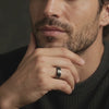 Mens Black Tungsten Wedding Band – 6mm Brushed Bevelled Ring