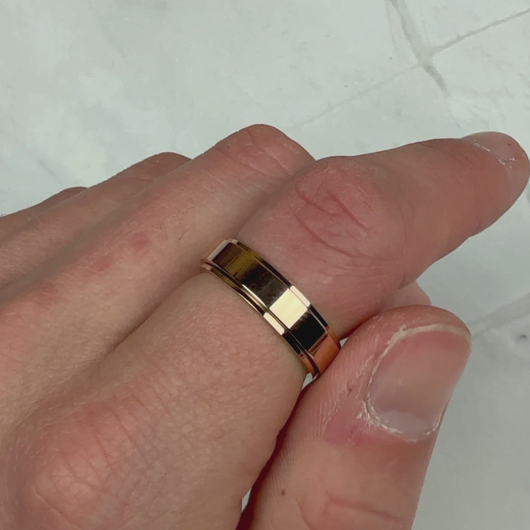 rose gold spinning fidget ring for men