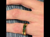 mens gold engagement ring with shimmering opal inlay