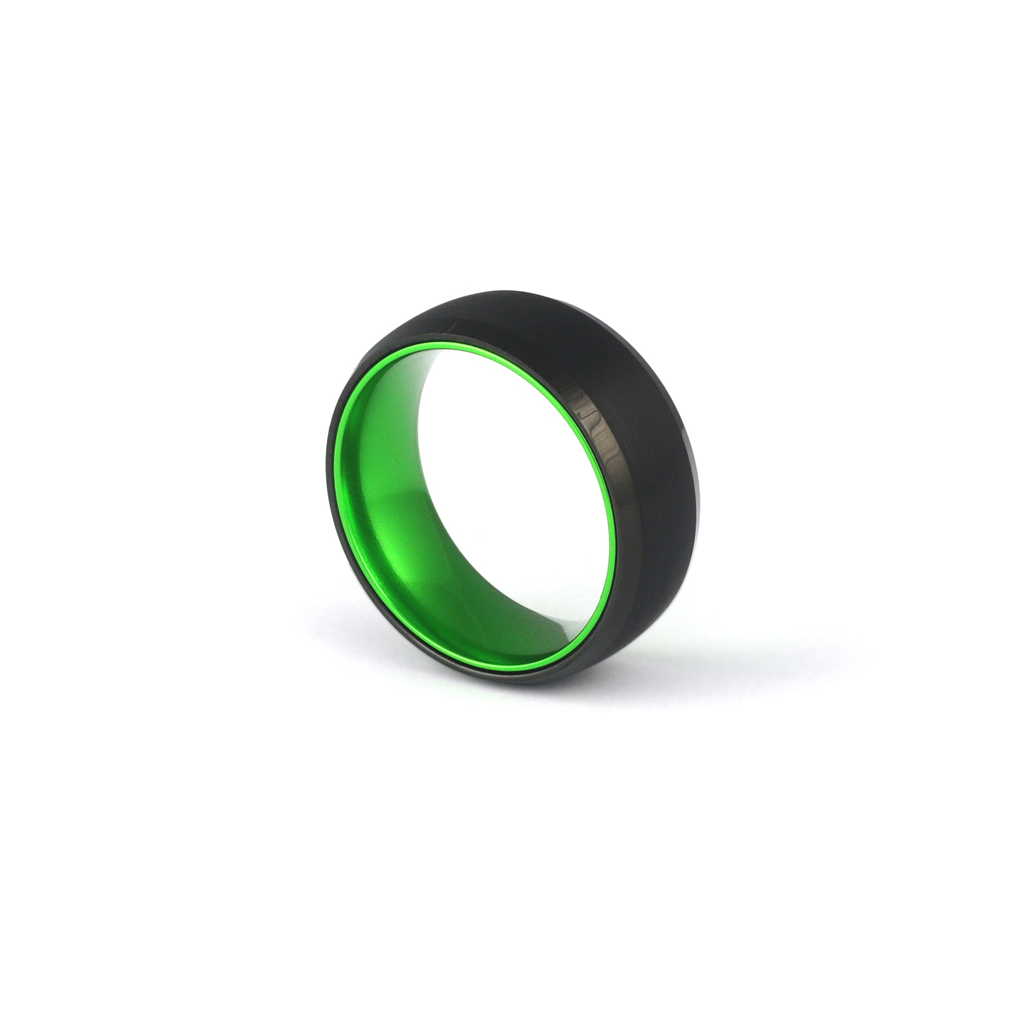 Unique Male Ring with Polished Green Sleeve