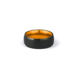 Orange Men’s Wedding Band – Black Tungsten Ring with Orange Interior