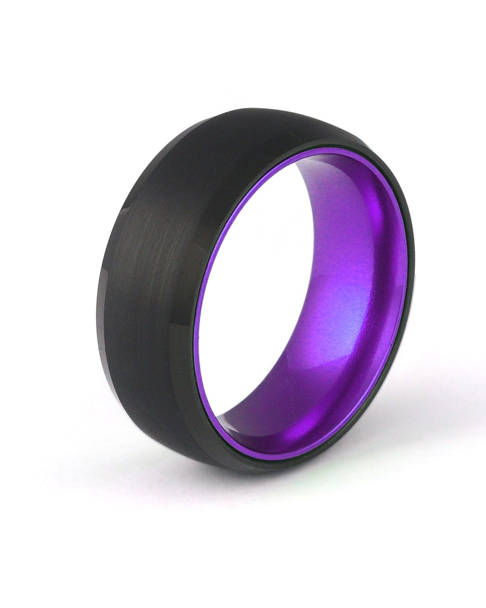 Men’s Purple Ring – Brushed Black Tungsten Wedding and Fashion Band
