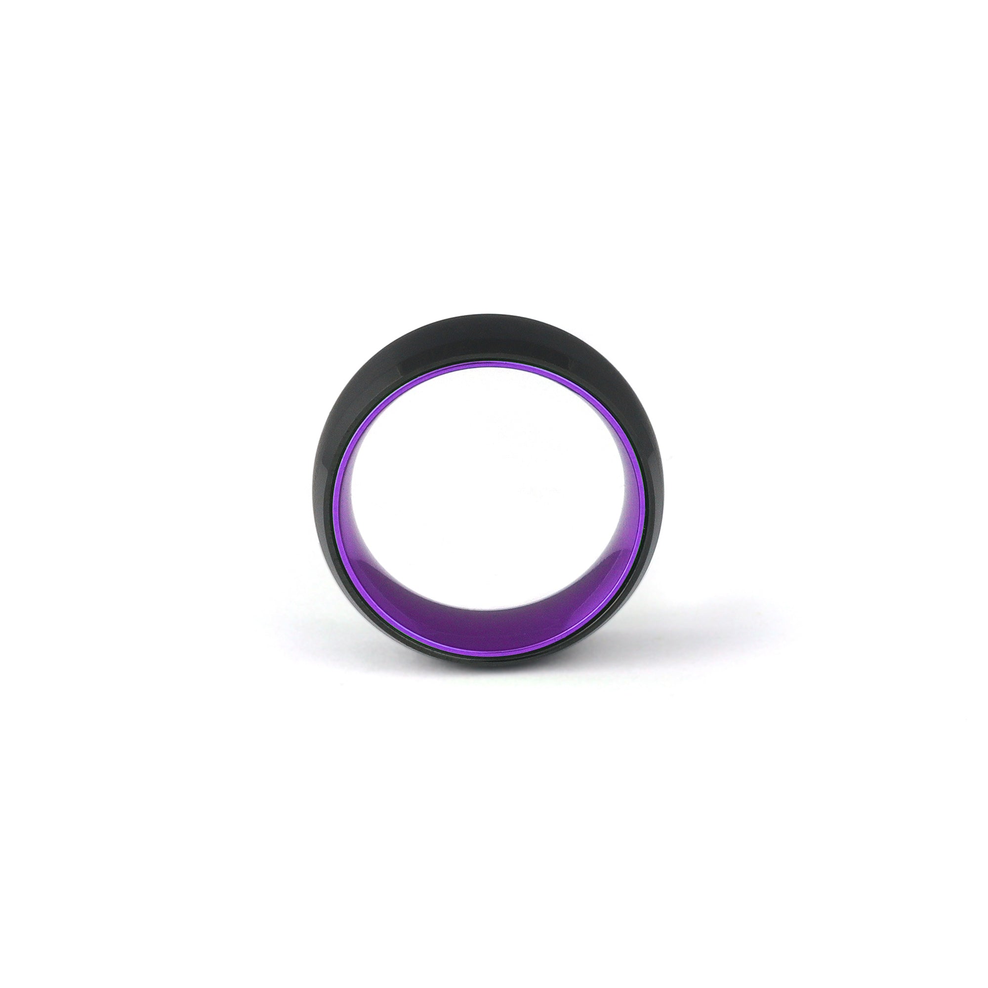Black Tungsten Ring with Polished Purple Interior for Men