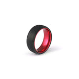 Men’s Red Ring – Brushed Black Tungsten Wedding Band with Red Interior