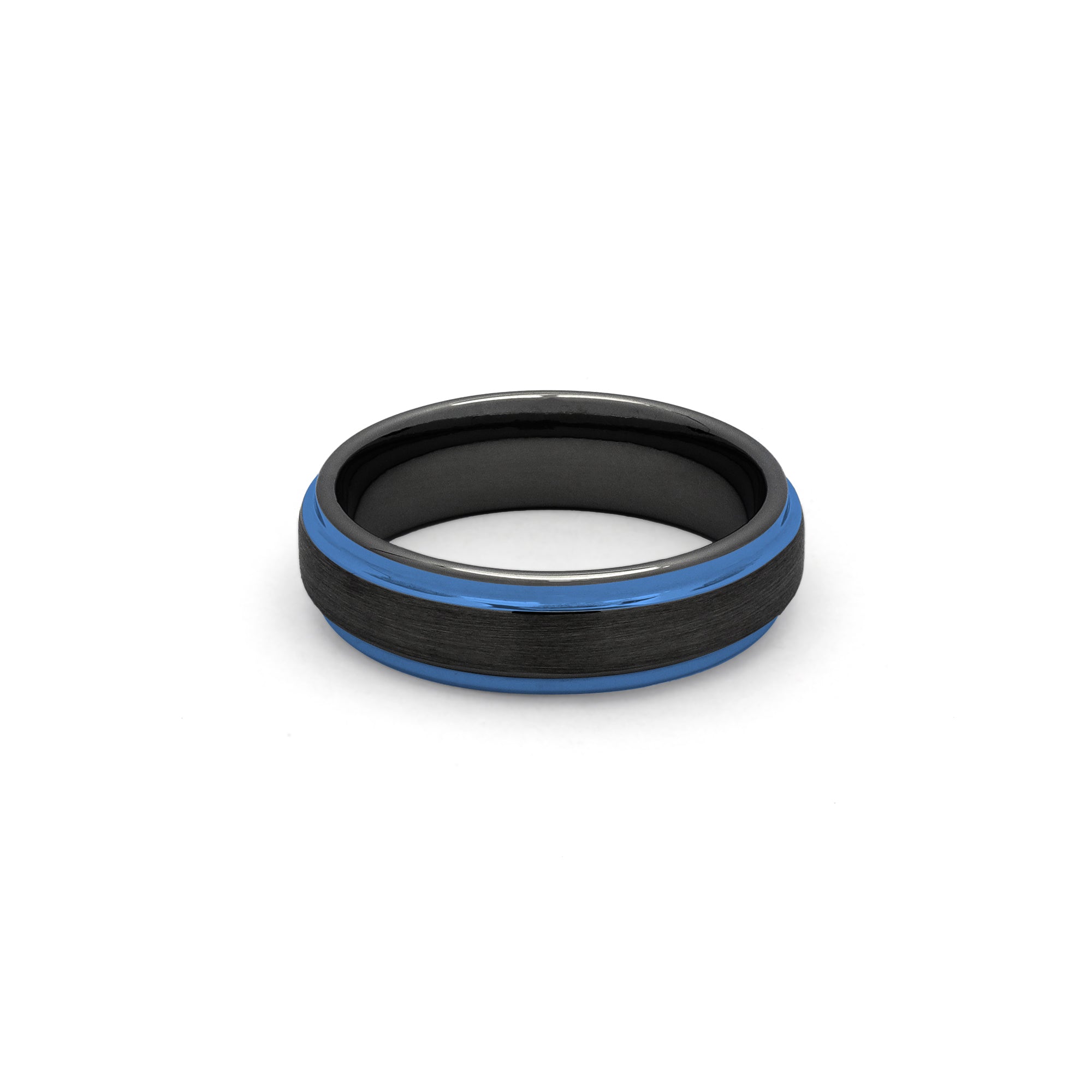 stepped edge tungsten ring black brushed centre