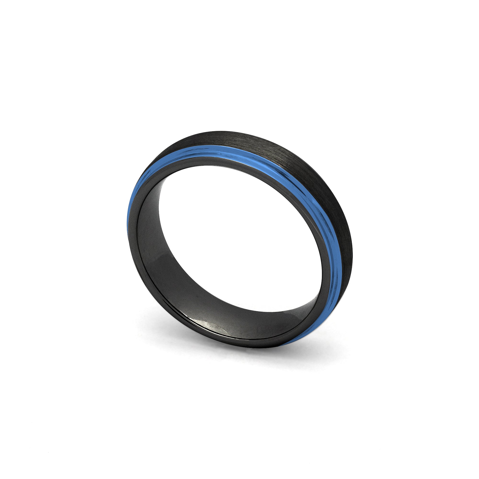 blue edge tungsten wedding ring for him