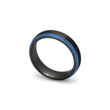 blue edge tungsten wedding ring for him