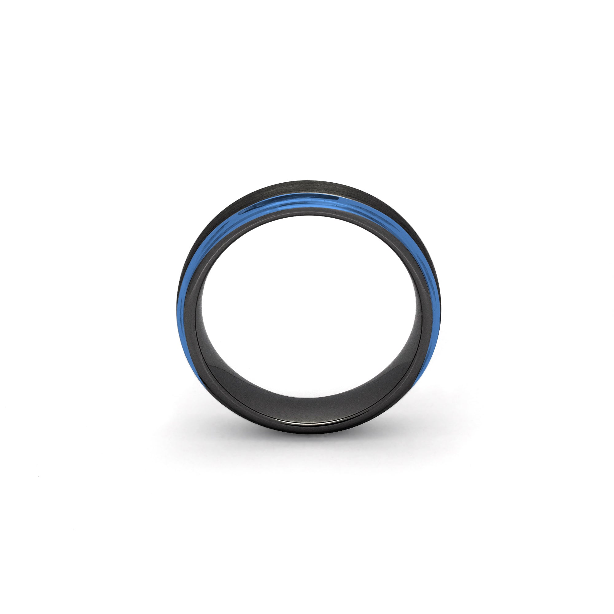 blue edge tungsten wedding ring for him