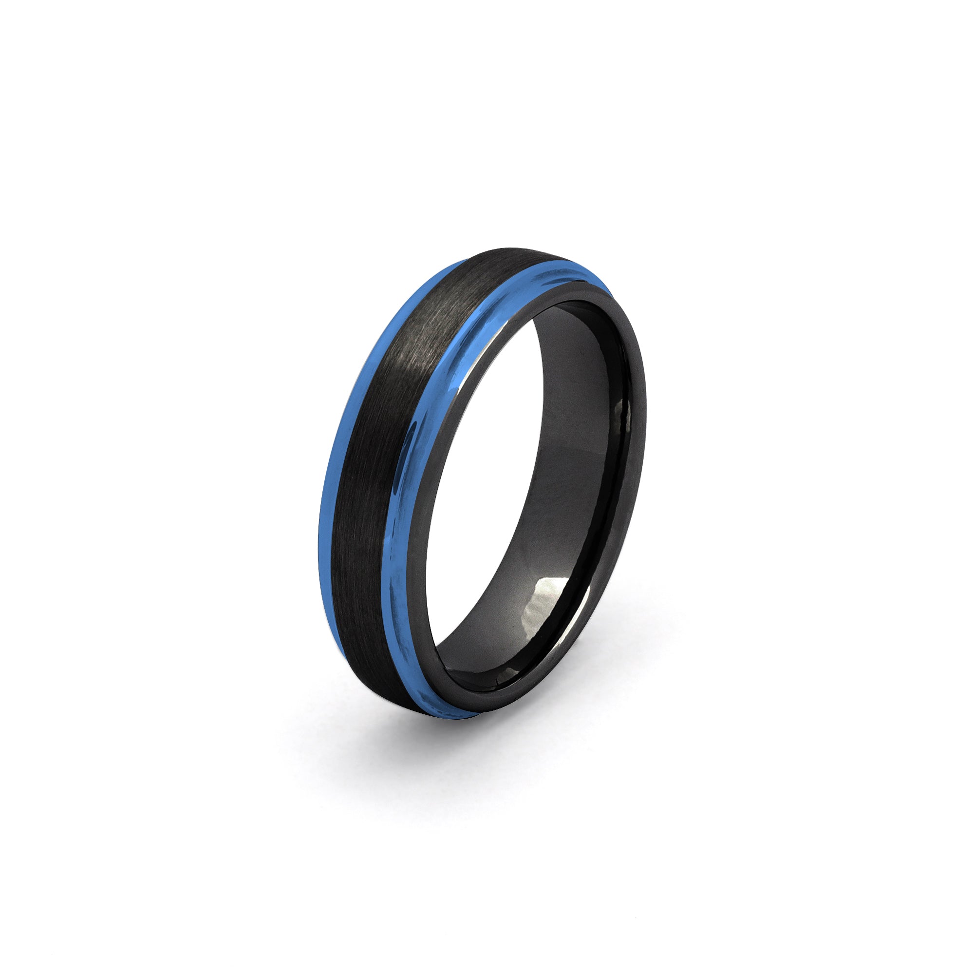 black and blue mens 6mm tungsten wedding band