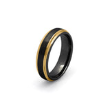 black gold mens ring tungsten stepped edge