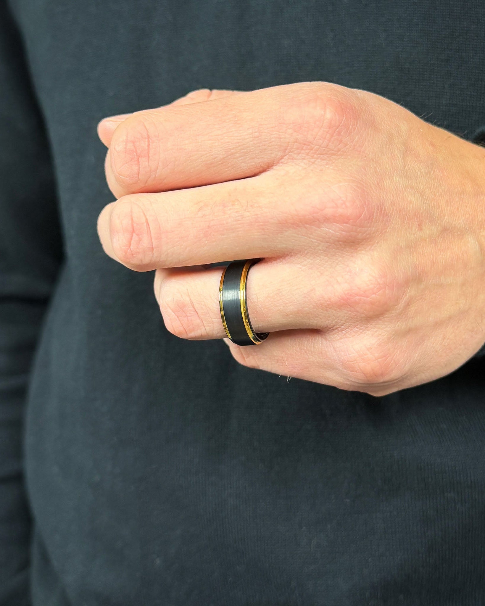 black and gold mens ring 8mm