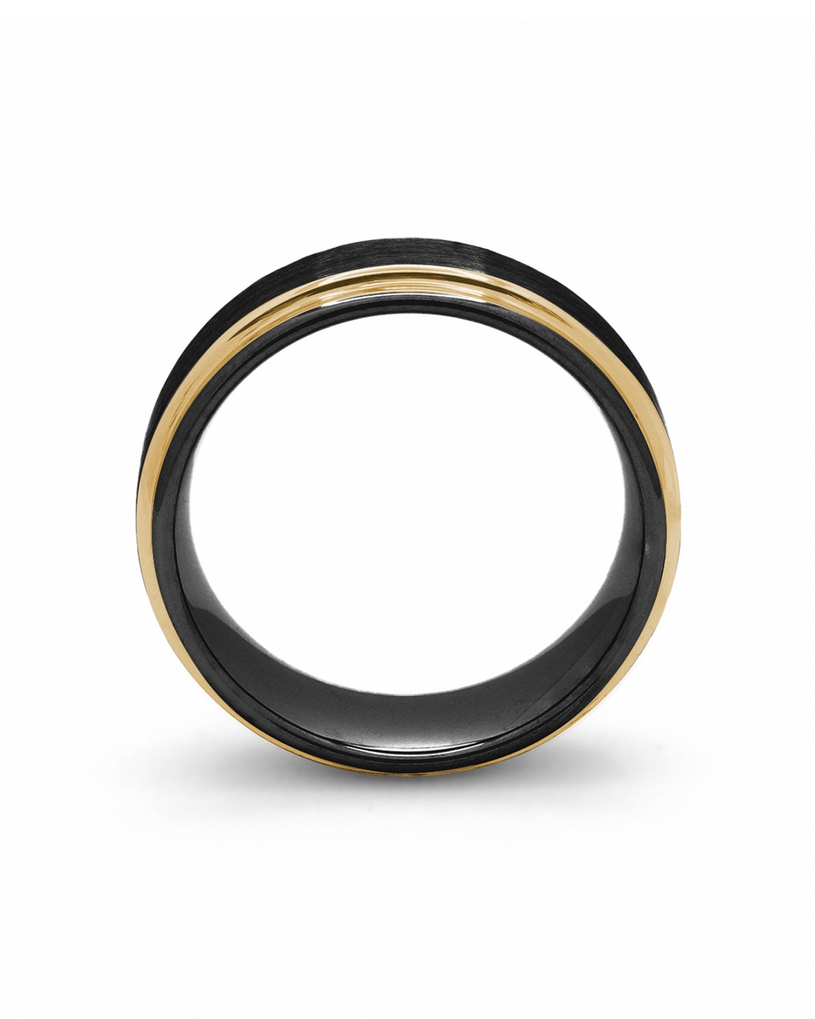 black and gold tungsten ring stepped edge