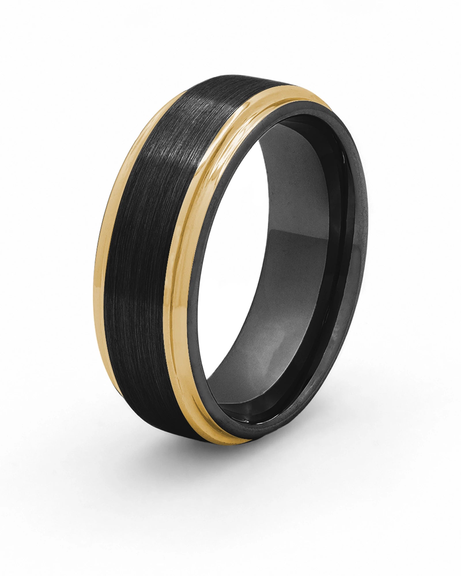 Black and gold Ridge tungsten wedding ring for men, 8mm band