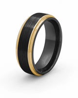 Black and gold Ridge tungsten wedding ring for men, 8mm band