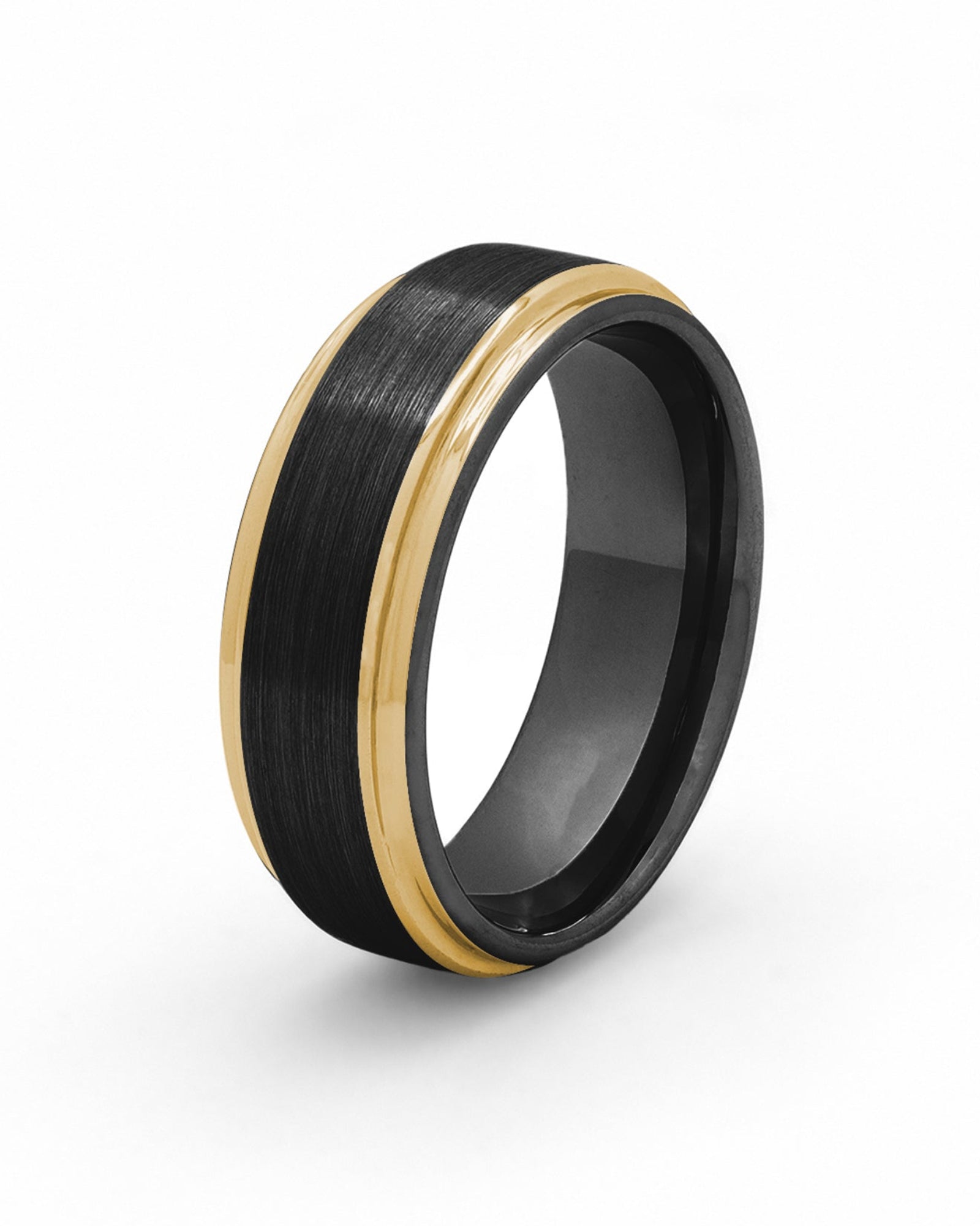 black and gold tungsten wedding ring