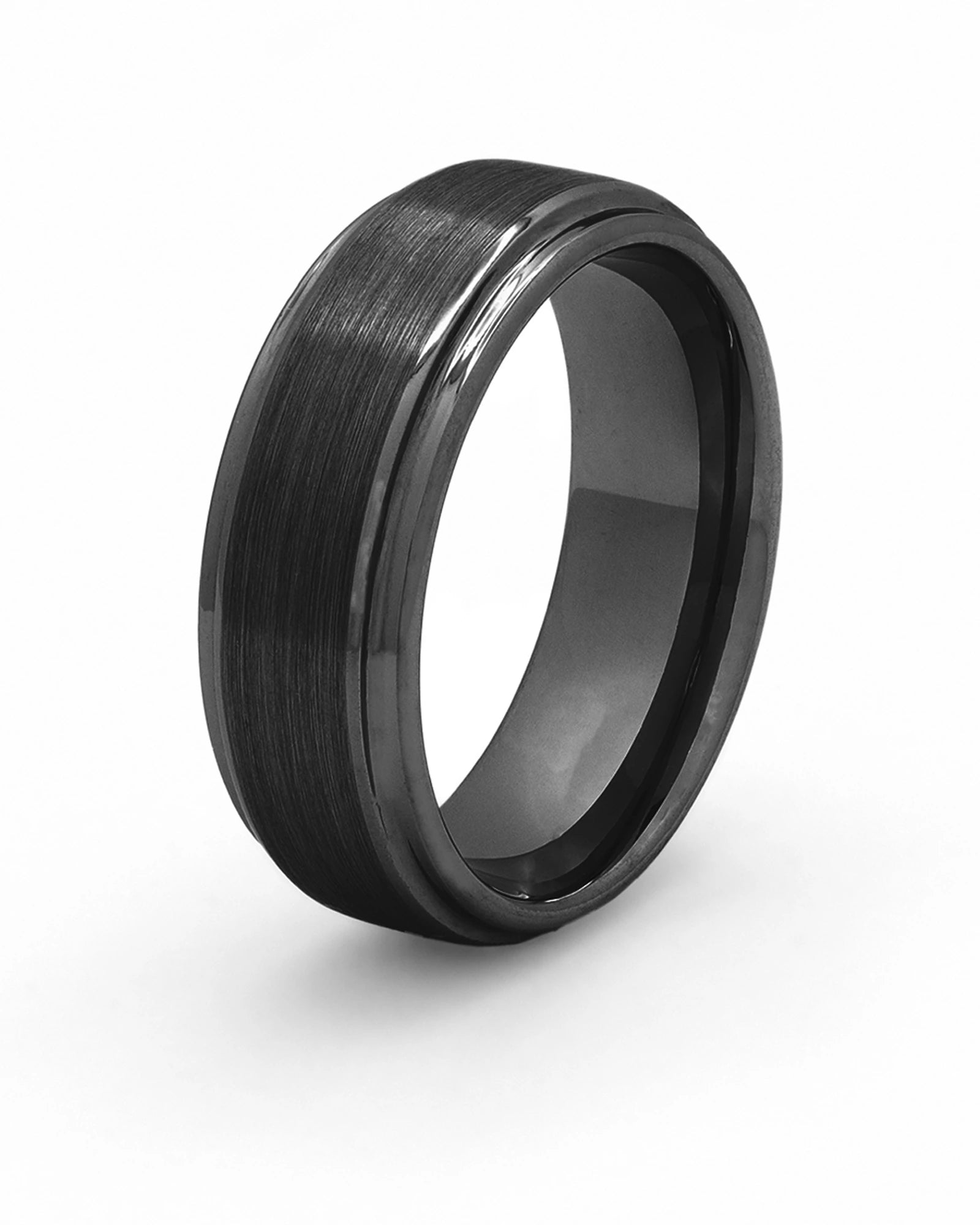 Black Ridge tungsten wedding ring for men, 8mm band