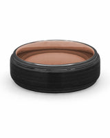 Front view of black and rose gold Ridge tungsten wedding band