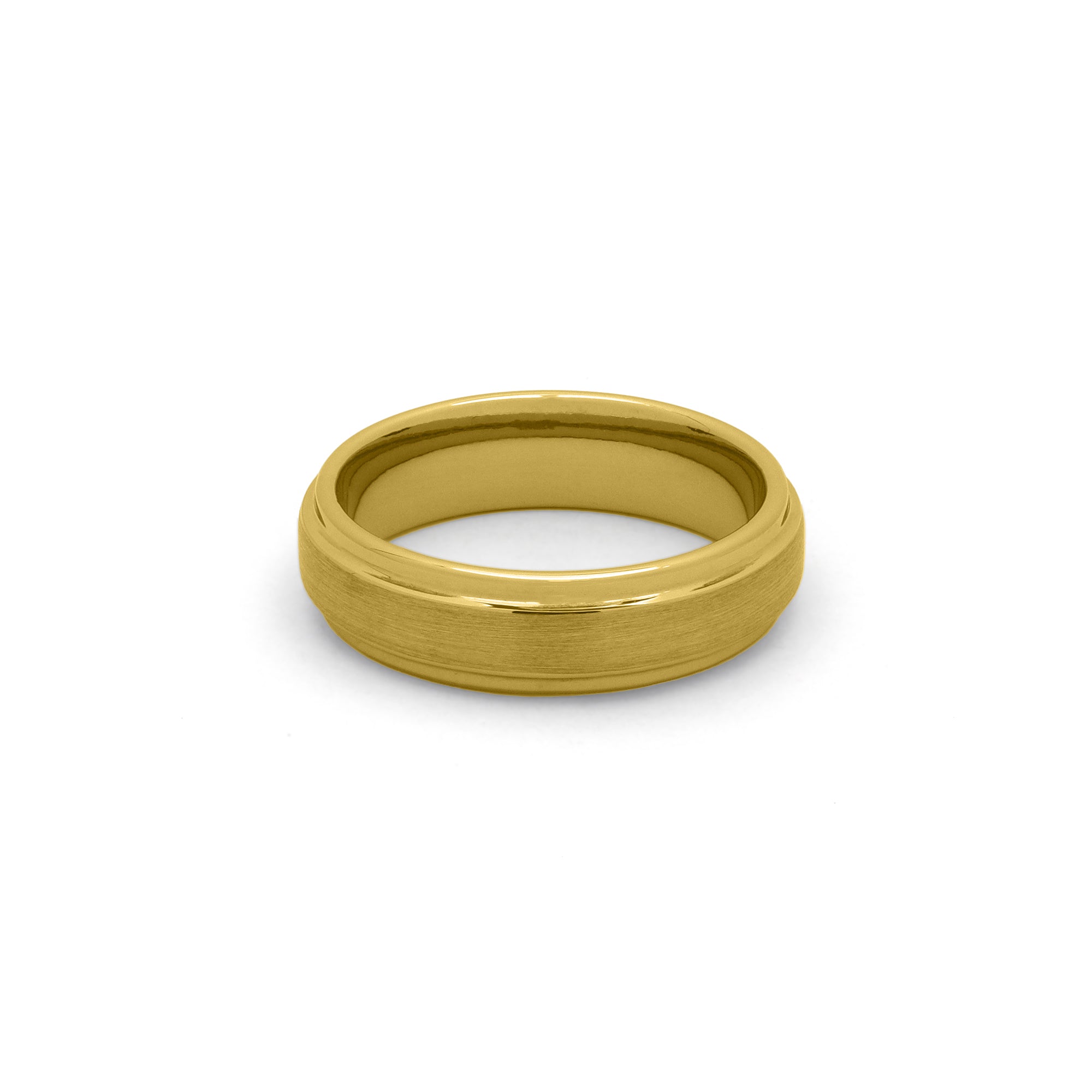 gold tungsten engagement band for him