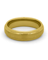Front view of gold brushed 6mm Ridge tungsten wedding band