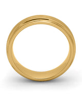 Side view of gold brushed 6mm Ridge tungsten wedding ring