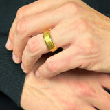 mens brushed tungsten ring with polished beveled edges