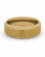 Front view of gold 8mm Ridge tungsten wedding band