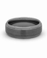 Front view of gunmetal Ridge tungsten wedding band