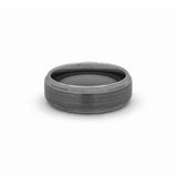 Comfort fit modern wedding ring for him in sleek gunmetal grey