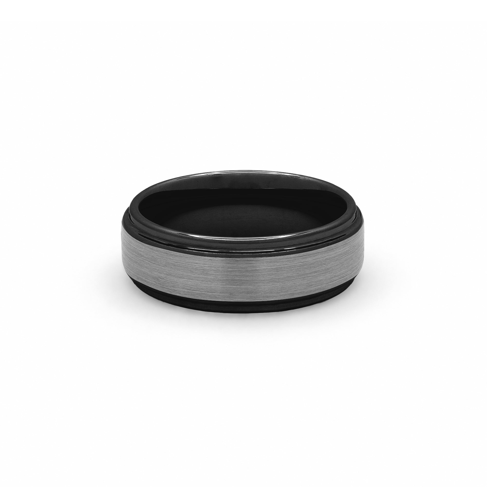 black & silver tungsten carbide ring