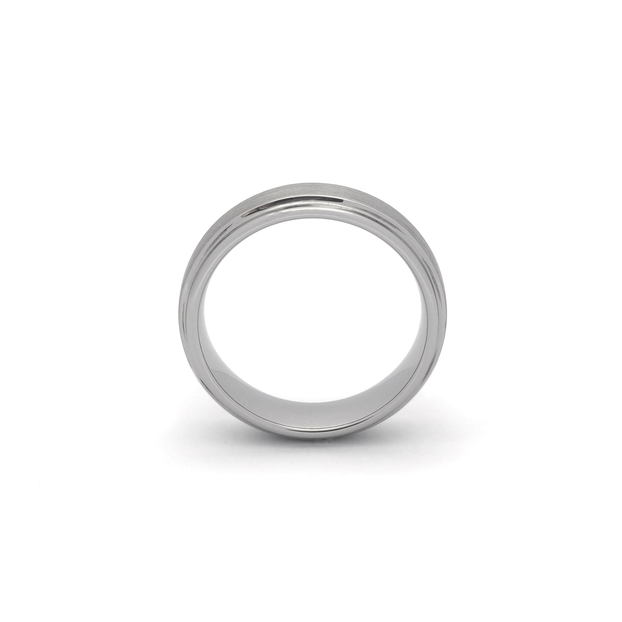 brushed centre silver tungsten ring for men
