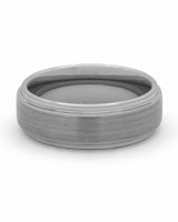 Front view of silver 8mm Ridge tungsten wedding band