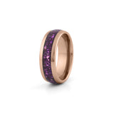 rose gold tungsten ring set with amethyst inlay