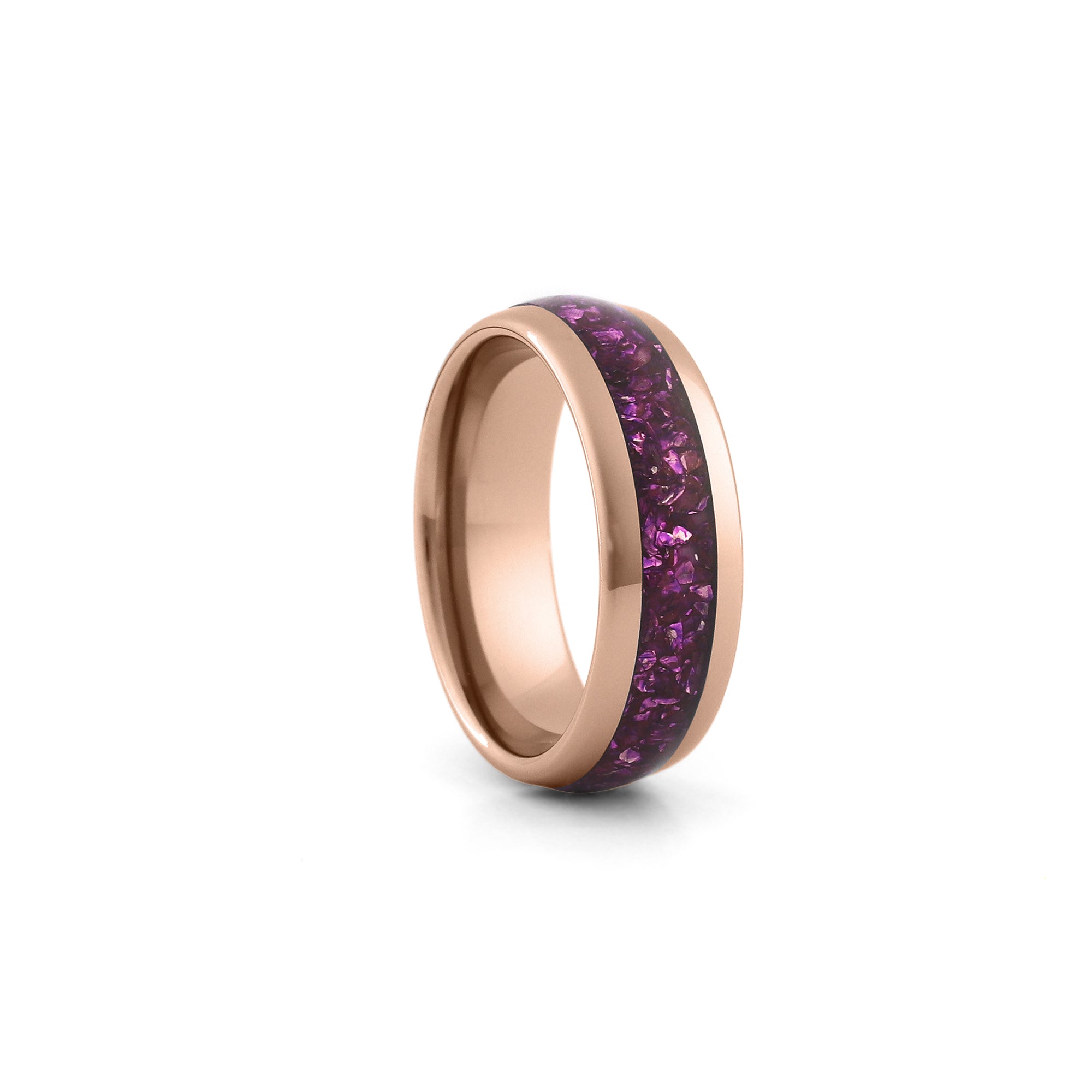 rose gold amethyst ring polished tungsten