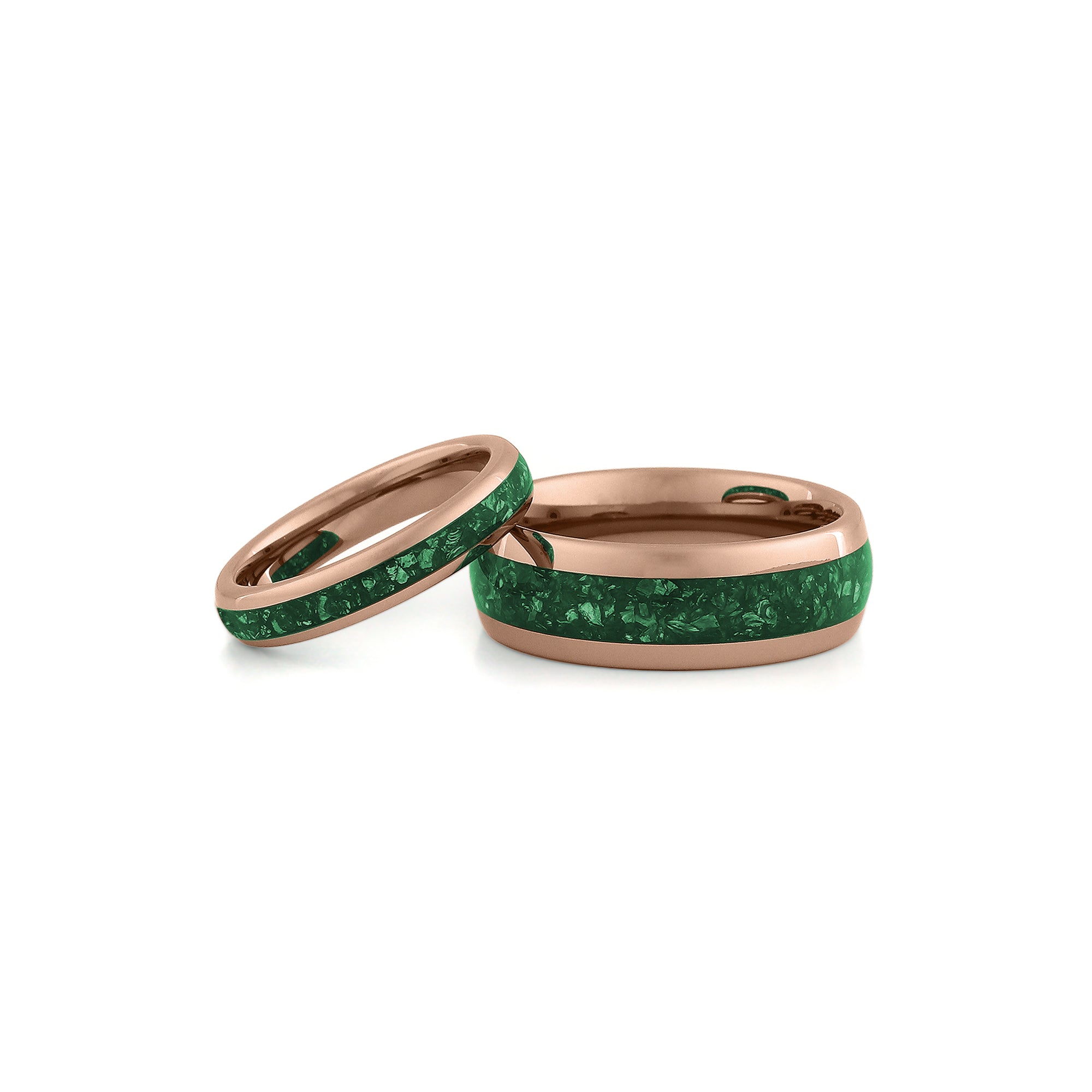 matching rose gold green wedding bands tungsten