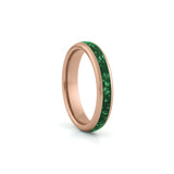 green inlay rose gold tungsten band