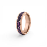 6mm rose gold amethyst wedding band with polished finish
