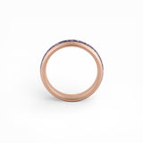 6mm rose gold amethyst wedding band with polished finish