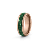 emerald green inlay rose gold couples rings