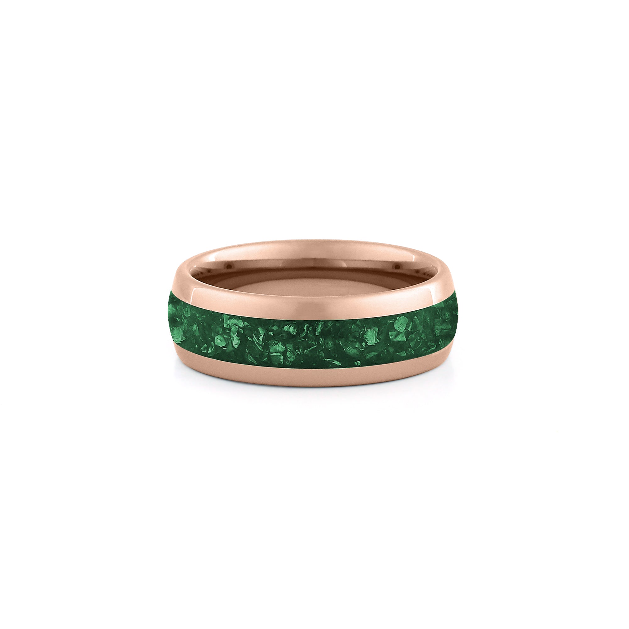 green tungsten band rose gold wide