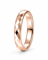 Rose gold 4mm faceted tungsten carbide wedding ring for men and women