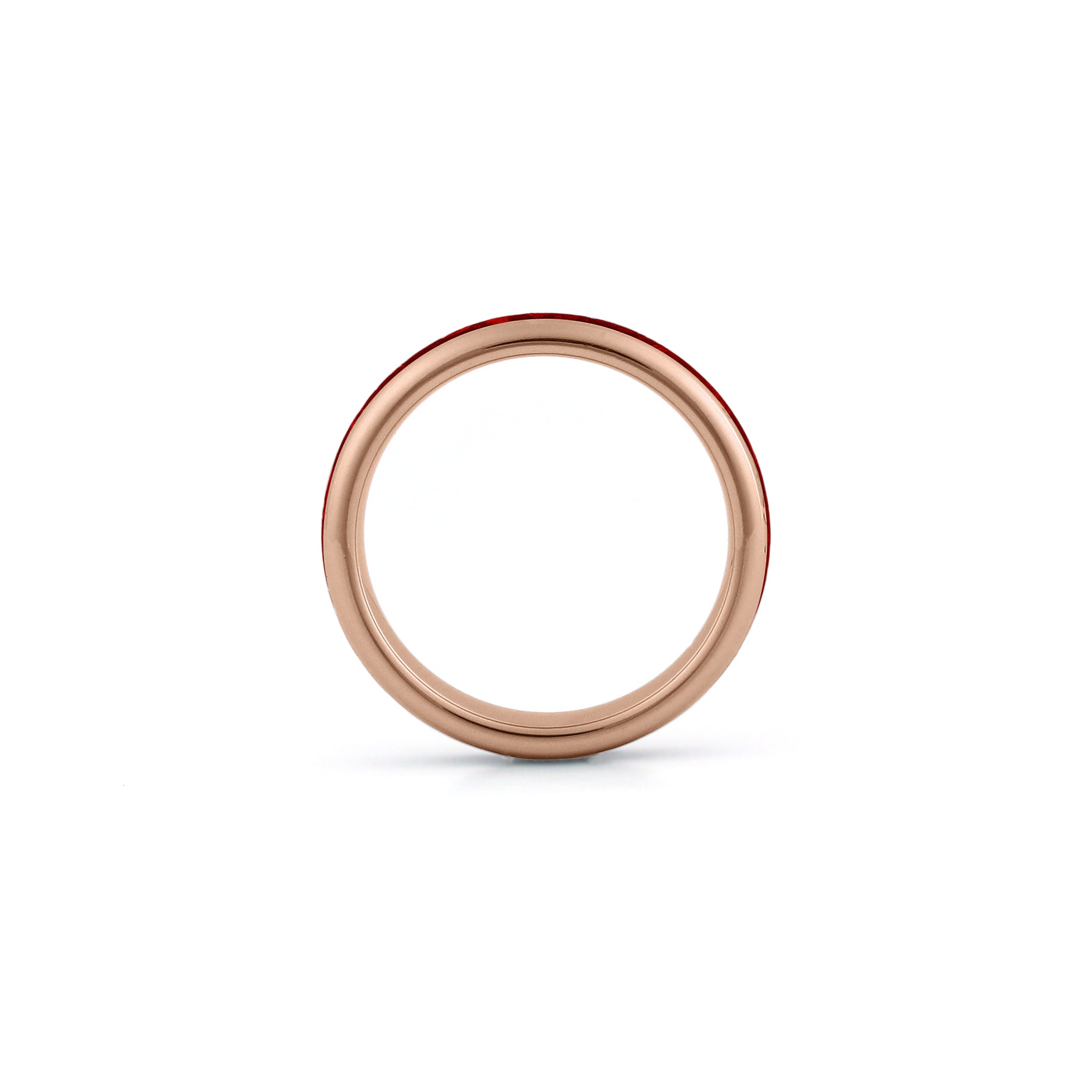 4mm rose gold tungsten ruby ring slim red gemstone band