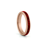 4mm rose gold tungsten ruby ring slim red gemstone band