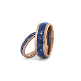 rose gold sapphire couples wedding ring set