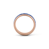 wide sapphire wedding band rose gold