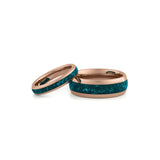 His and hers rose gold turquoise rings set, romantic matching wedding bands