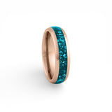 turquoise inlay ring rose gold comfort fit