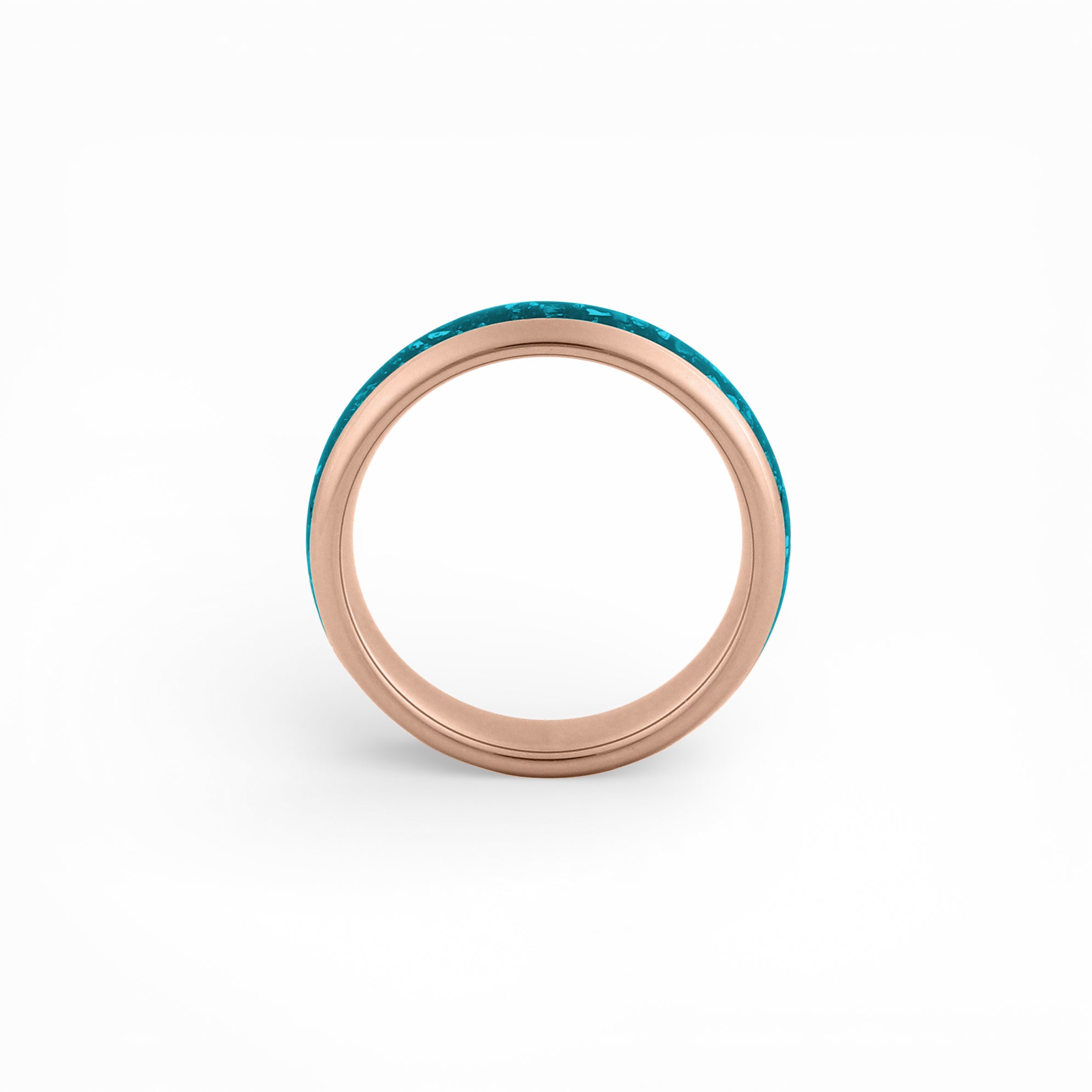 turquoise inlay ring rose gold comfort fit